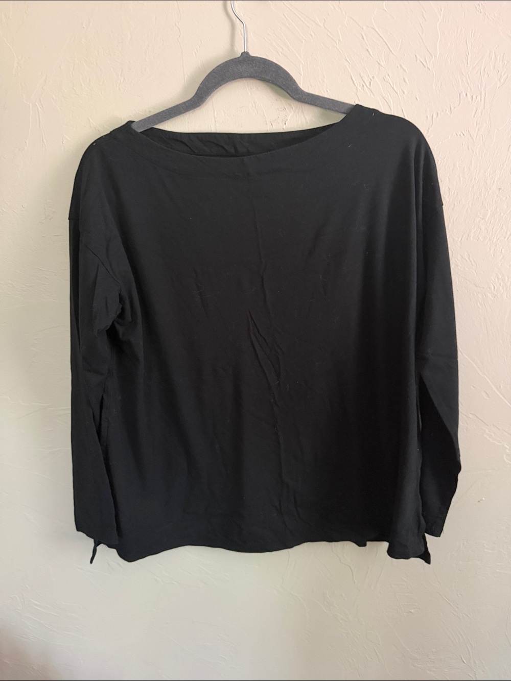 J Jill Classic Boatneck Luxe Supima Cotton Black Long-Sleeve Women's Top